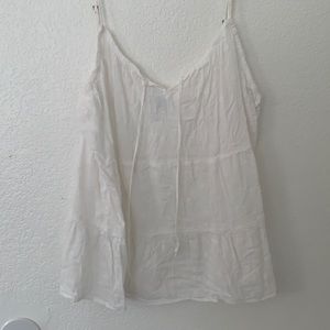 Sheer white tank, super cute flower details adjustable straps